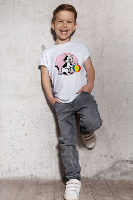 Футболка YAPPI дитяча біла "Кіт"