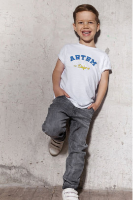 Футболка YAPPI дитяча біла патріотична "Artem est.Dnipro"