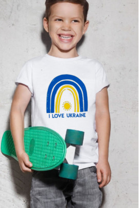 Футболка YAPPI дитяча біла патріотична "I love Ukraine"