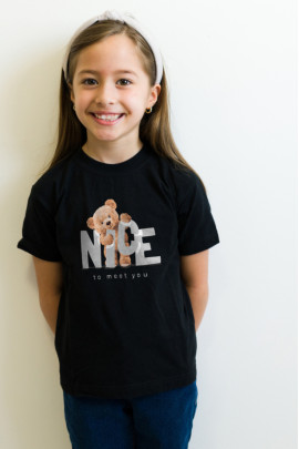 Футболка YAPPI дитяча чорна "Nice to meet you"