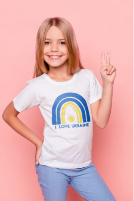 Футболка YAPPI дитяча біла патріотична "I love Ukraine"