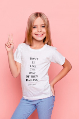 Футболка YAPPI дитяча біла "не будь такою, як усі, люба."