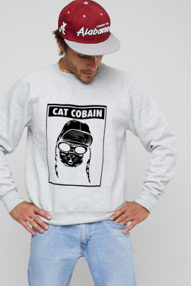 Світшот YAPPI чоловічий  сірий "Cat Cobain"