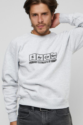 Світшот YAPPI чоловічий  сірий "Sarcasm - primary elements of humor"