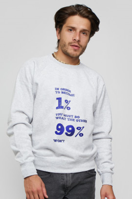 Світшот YAPPI чоловічий  сірий "In order to become 1% you must do what the other 99% wont "