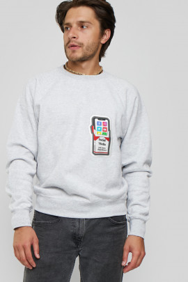 Світшот YAPPI чоловічий  сірий "Social media can cause dependence"