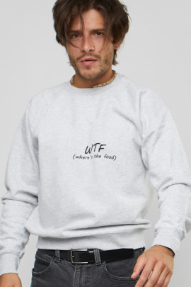 Світшот YAPPI чоловічий  сірий "WTF (Where`s The Food) "