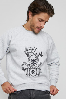 Світшот YAPPI чоловічий  сірий "Heavy Meowtal "