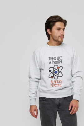 Світшот YAPPI чоловічий  сірий "Think like a proton. Always positive."