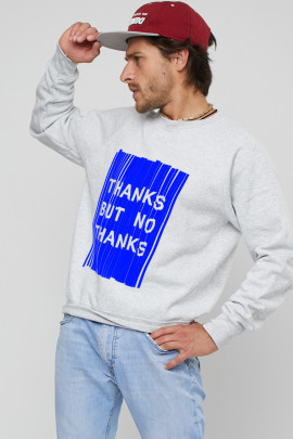 Світшот YAPPI чоловічий  сірий "Thanks, but no thanks"