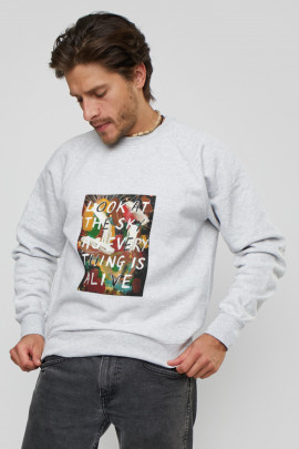 Світшот YAPPI чоловічий  сірий "Look at the sky as every thing is alive" 