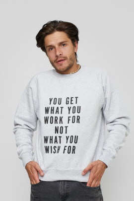 Світшот YAPPI чоловічий  сірий "You get what you work for not what you wish for"