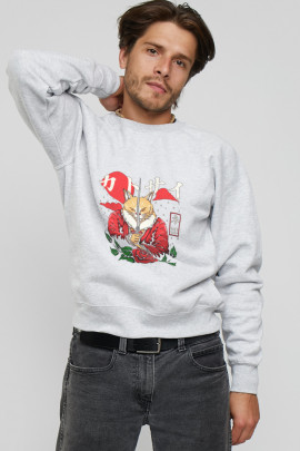 Світшот YAPPI чоловічий  сірий "samurai cat"