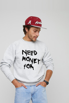 Світшот YAPPI чоловічий  сірий "Need money for..."