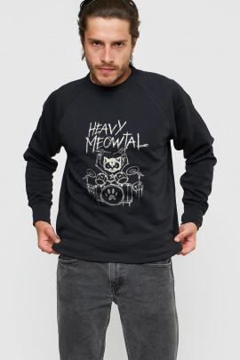 Світшот YAPPI чоловічий  чорний "Heavy meowtal"