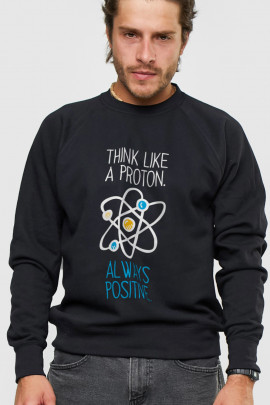 Світшот YAPPI чоловічий  чорний "Think like a proton. Always positive"