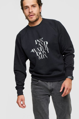 Світшот YAPPI чоловічий  чорний "Ink and water don`t mix"