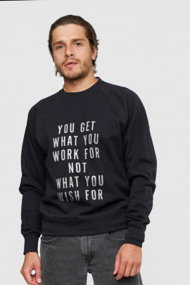 Світшот YAPPI чоловічий  чорний "You get what you work for not what you wish for"