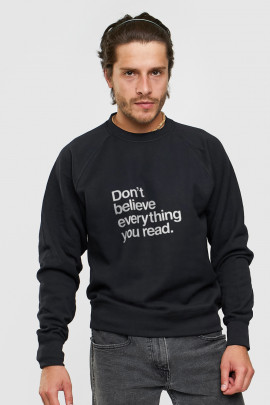 Світшот YAPPI чоловічий  чорний "Don`t believe everything you read. "