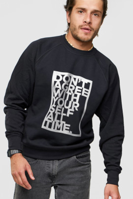 Світшот YAPPI чоловічий  чорний "Don`t agree with yourself all time"