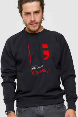 Світшот YAPPI чоловічий  чорний "not to be ok it`s ok"