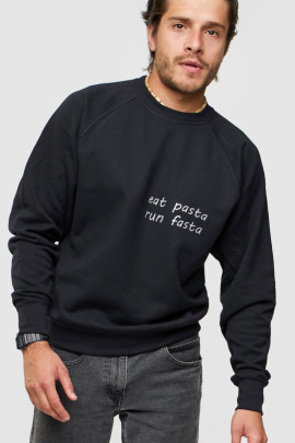 Світшот YAPPI чоловічий  чорний "eat pasta run fasta"