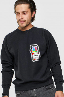 Світшот YAPPI чоловічий  чорний "Social media can cause dependence"