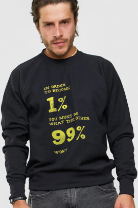 Світшот YAPPI чоловічий  чорний "In order to become 1% you must do what the other 99% won`t"