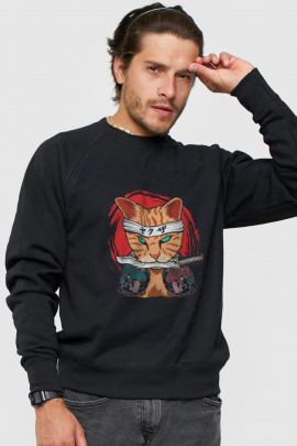 Світшот YAPPI чоловічий  чорний "cat ninja"