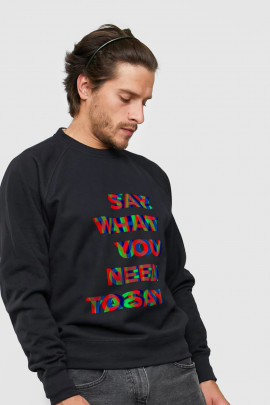 Світшот YAPPI чоловічий  чорний "Say what you need to say"