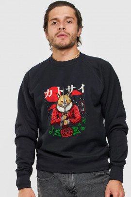 Світшот YAPPI чоловічий  чорний "Japanned cat"