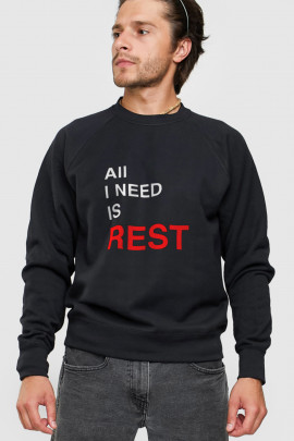 Світшот YAPPI чоловічий  чорний "All i need is rest"