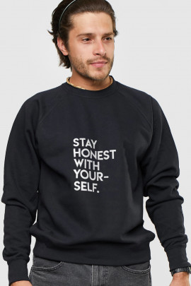 Світшот YAPPI чоловічий  чорний "Stay honest with yourself"