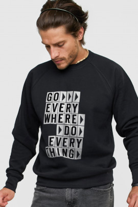 Світшот YAPPI чоловічий  чорний "Go every where do every thing"