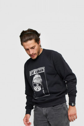 Світшот YAPPI чоловічий  чорний "Cat Cobain"