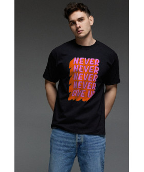 Футболка Aspirine чоловіча чорна " Never give up"