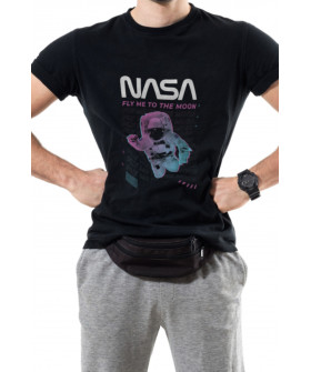 Футболка Trace of Space чоловіча чорна  "Nasa. Fly me to the Moon"