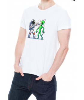 Футболка Trace of Space чоловіча біла "Humans wins"