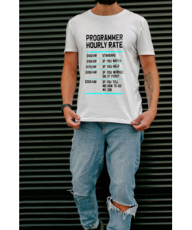 Футболка Ctrl+ чоловіча біла  "Programmer hourly rate"