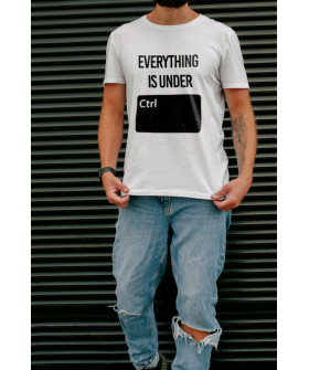 Футболка Ctrl+ чоловіча біла  "Everything is under cntrl"