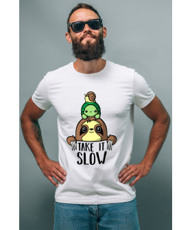 Футболка Ctrl+ чоловіча біла  "Take it slow"