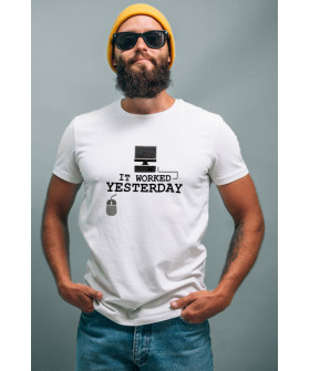 Футболка Ctrl+ чоловіча біла  "It worked yesterday"