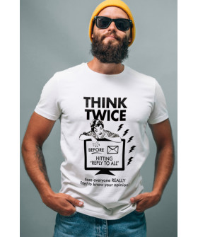 Футболка Ctrl+ чоловіча біла  "Think twice"