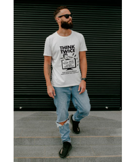 Футболка Ctrl+ чоловіча біла  "Think twice"