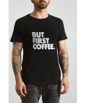 Футболка чорна чоловіча Ctrl+ "But first coffee"