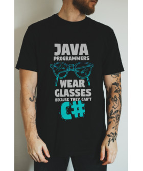 Футболка чорна чоловіча Ctrl+ "Java programmers wear glasses..."