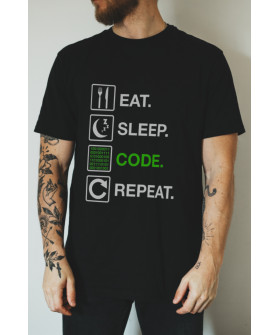 Футболка чорна чоловіча Ctrl+ "eat. sleep. code. repeat"
