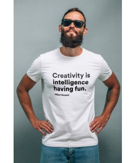 Футболка біла чоловіча Ctrl+ "Creativity is intelligence having fun "