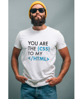 Футболка біла чоловіча Ctrl+ "You are the {css} to my </html>"