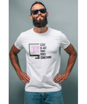 Футболка біла чоловіча Ctrl+ "Code is art that does something "